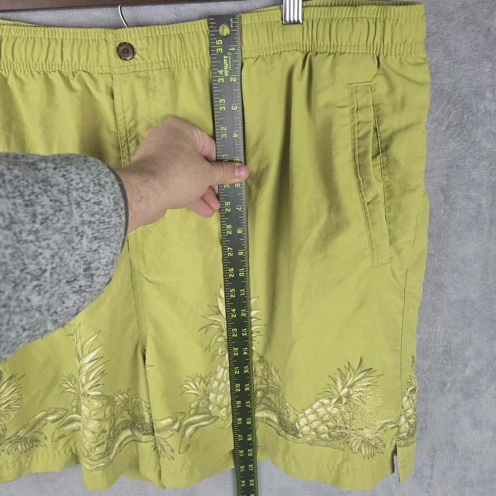 Tommy Bahama Vintage Men XXL Lime Green Pineapple Print Swim Trunks Board Shorts